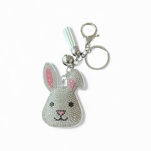 Sparkling Bunny Keychain with Pink Accents